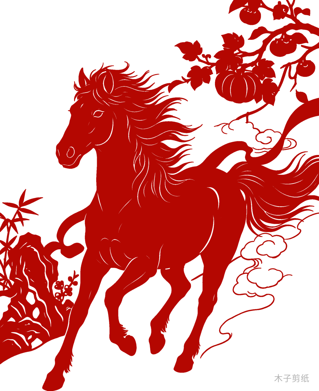 迎世界馬年，賞紅馬剪紙作品